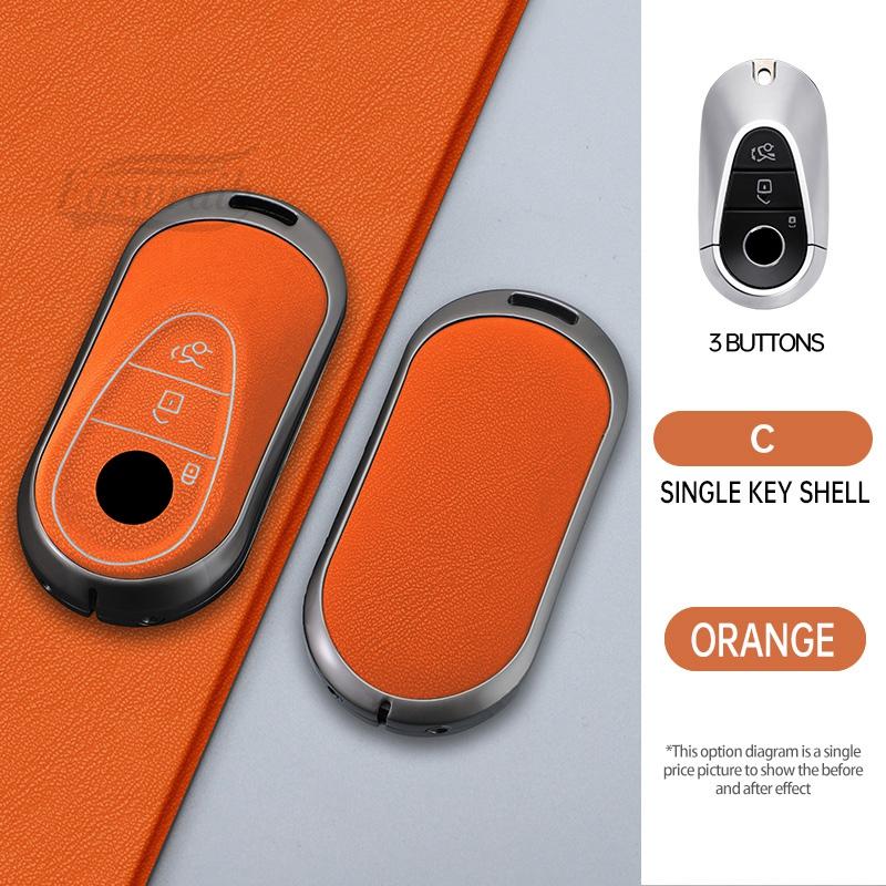 

Car Leather Metal Key Case Holder Cover For Mercedes Benz C/S Class W223 W206 S350L S400L E Class W213 E300 Interior Accessories