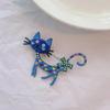 Green-eyed Cat Brooch Geometric Kitten Enamel Pin Lapel Pins Backpack Clothing Scarf Accessories Fashion Animal Jewelry Gift
