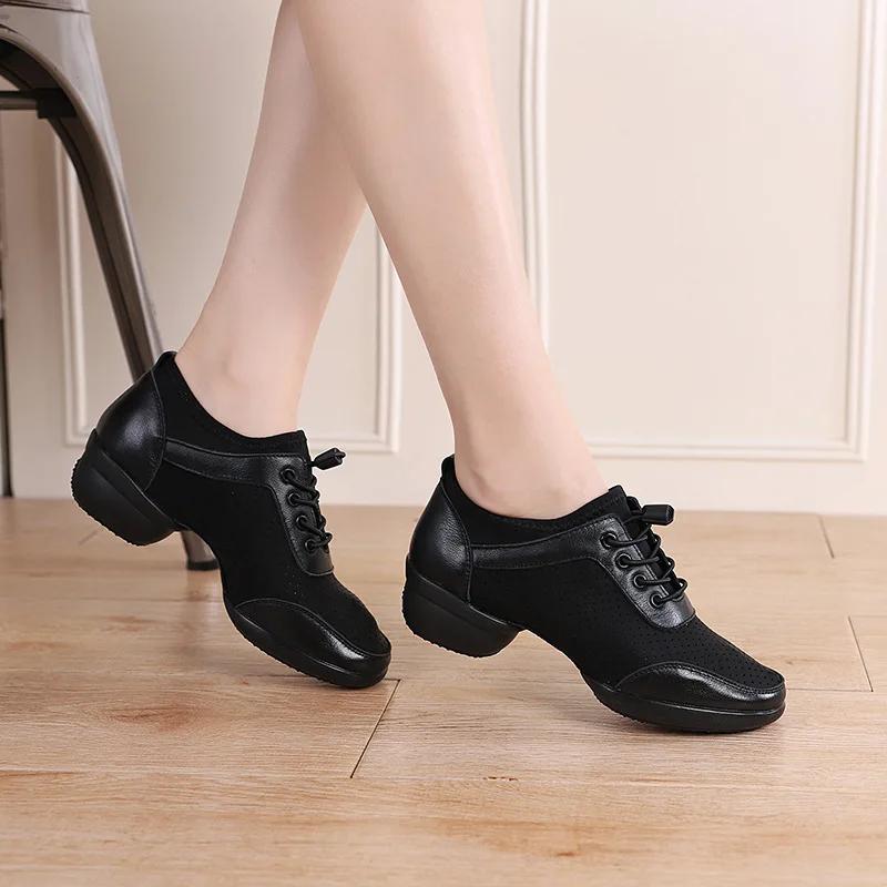 

Fashion Woman Cowhide Sports Feature Soft Outsole Breath Dance Shoes Sneakers for Practice Ballet Shoes Modern Jazz Shoes 34