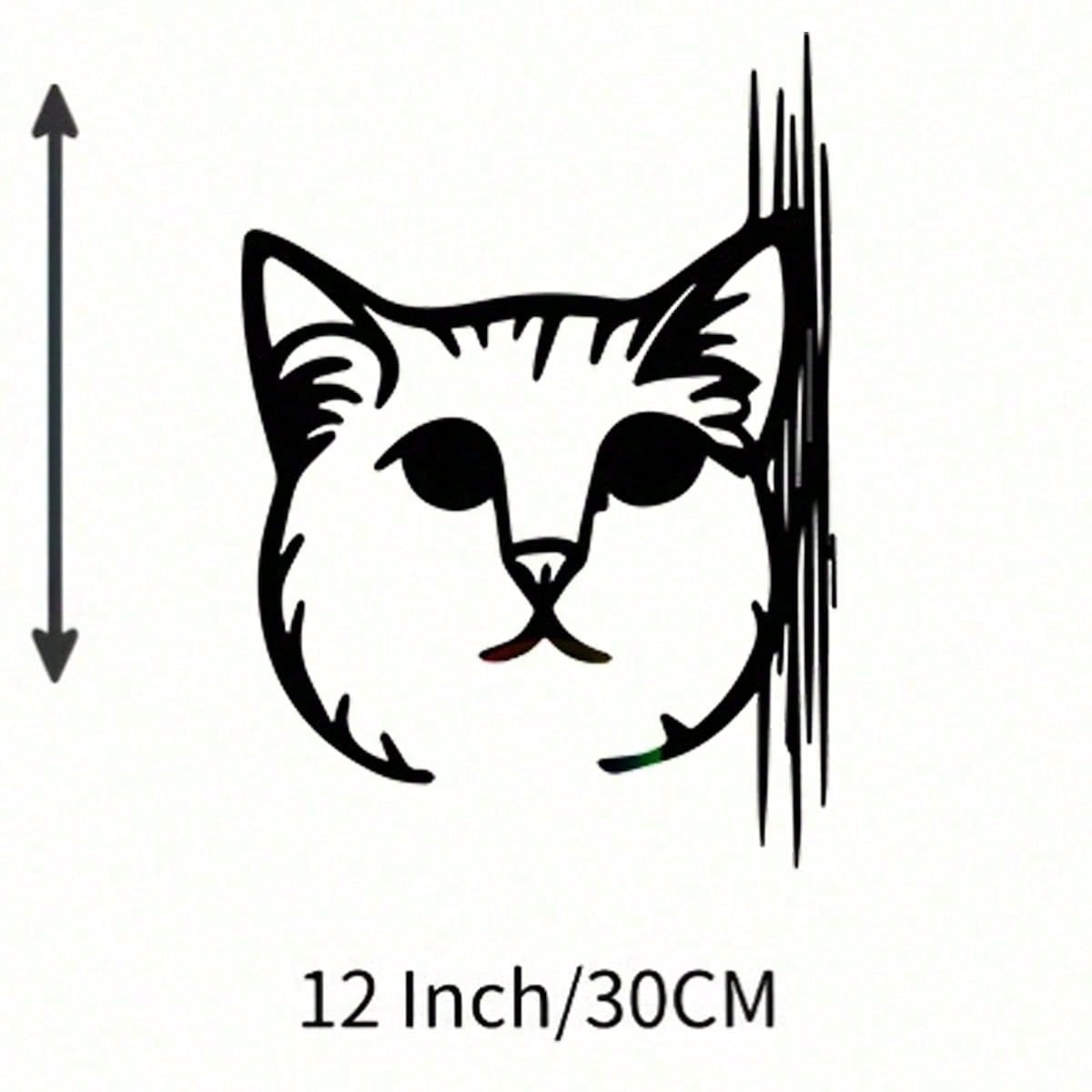 Metal Wall Art Modern Cat Face Design Iron Decor Indoor Outdoor 20x30