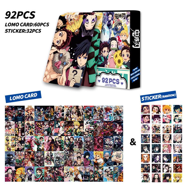 Demon Slayer LOMO Cards: 92 Double-Sided HD Color Photo, Greeting Cards, Bookmarks & Stickers Collection