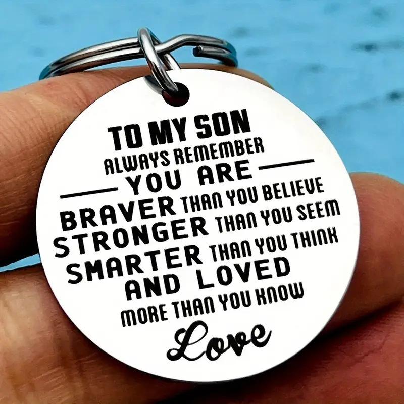 Stainless Steel Round Tag Letter Titanium Steel Keychain Inspirational Gift Stainless Steel Keychain for Backpack Bag Pendant