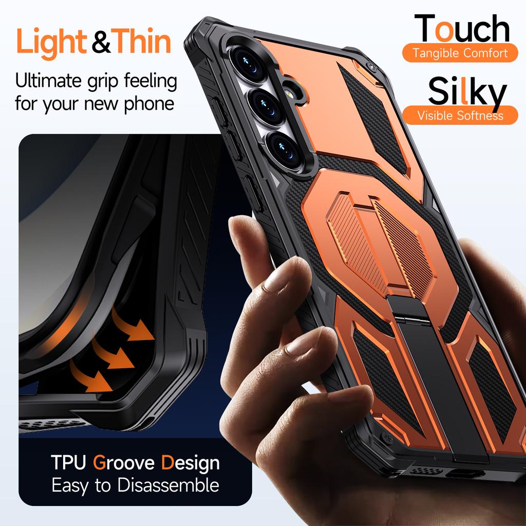 For Samsung Galaxy S25 Magnetic Case Rotating Kickstand PC + TPU Shockproof Drop-proof Phone Cover