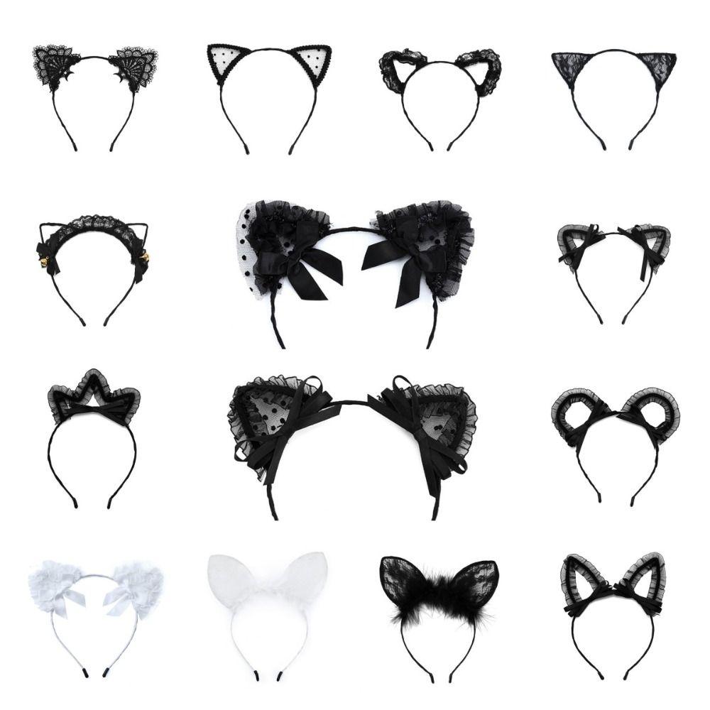 Bow Cat EarsHairband Head Bezel Hair Band Cute Lace Headband Lady