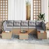 8 Piece Beige Garden Sofa Set with Cushions