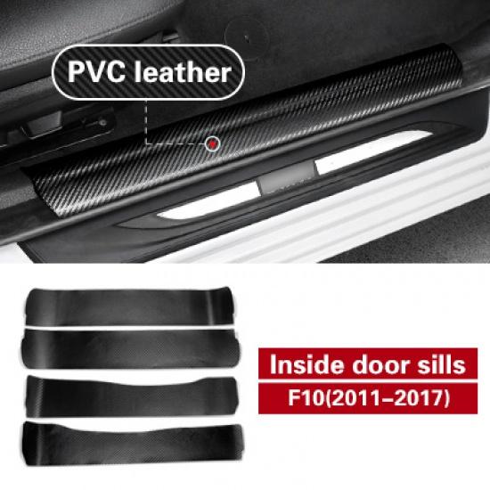 

Внутренние наклейки из углеродного волокна, кожаные накладки на пороги, приветственное украшение порога для BMW F10 2011-автомобиль a