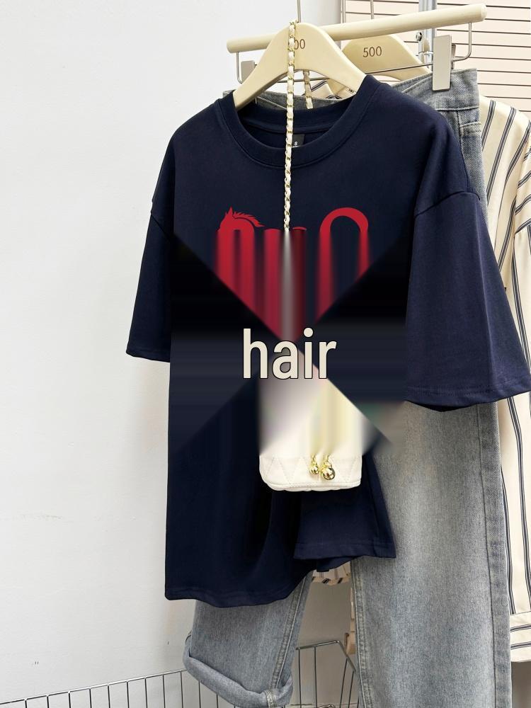 Unisex Wine Red Cotton Print Short-Sleeve T-Shirt, 2026 New Year Loose Fit, Plus Size, Round Neck, Trendy Style