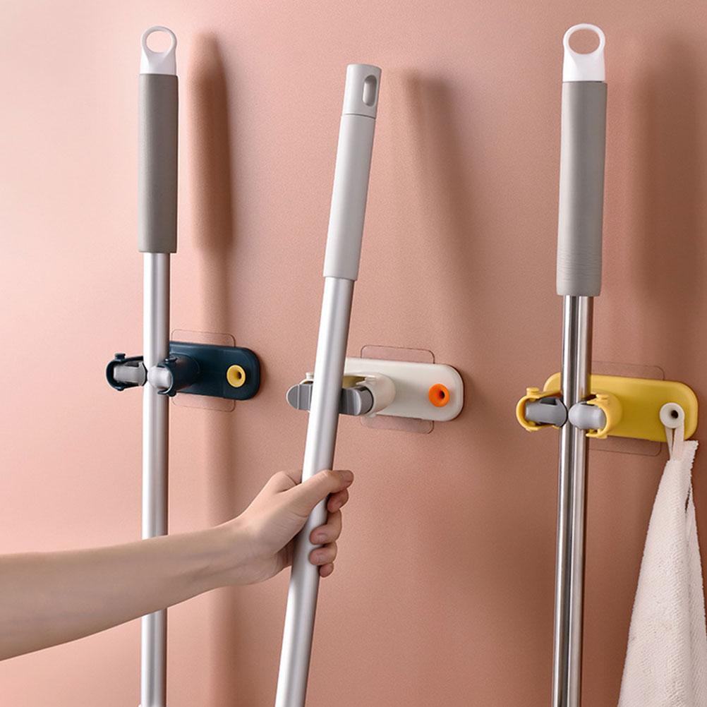 4Pcs Mop Storage Buckles No Drilling Wall Holder Strong Adhesive Broom Organizer Space Saving Self-Adhesive Mop Holder