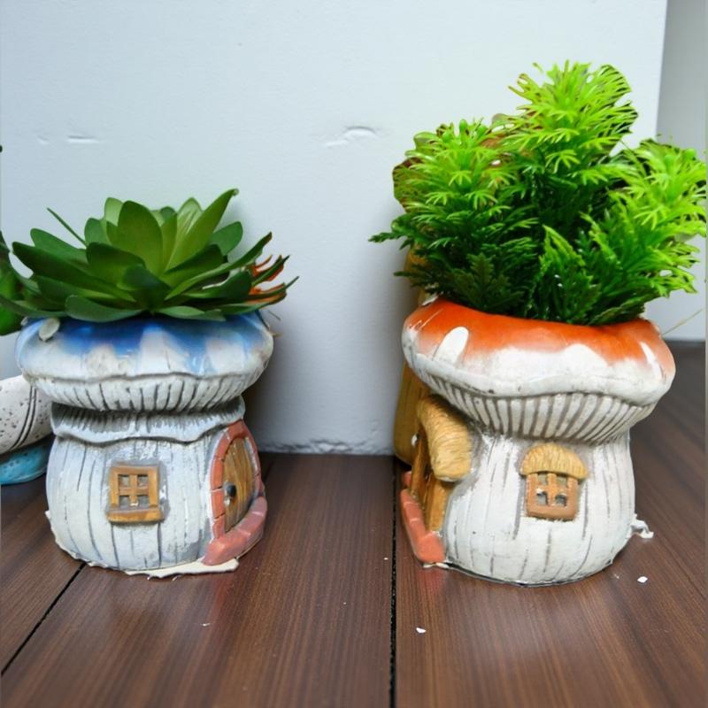 Original Mushroom Shape Cement Succulent Planter  Mini Garden for Office Desk Home Decor Balcony Creative Gift for Plant Lovers