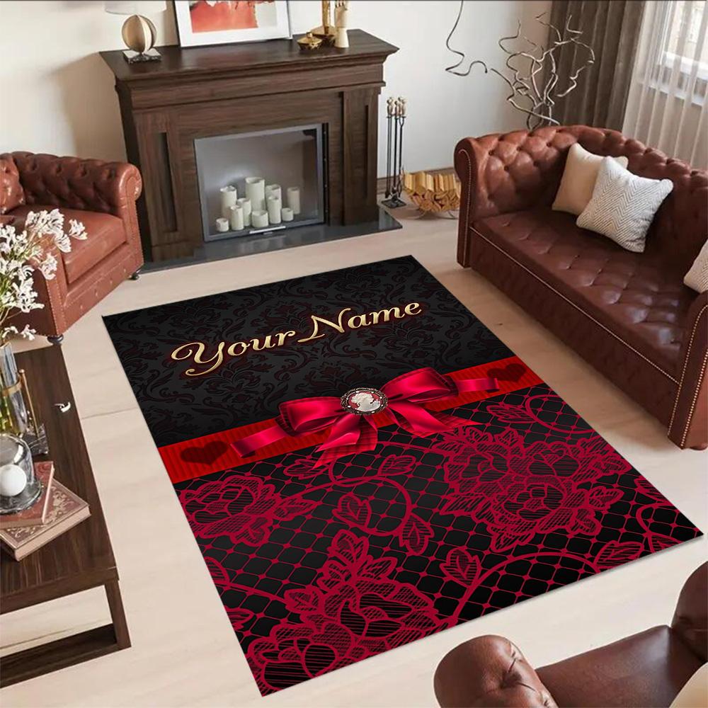 Rose Personalized Text Area Rug Perfect for Decorate Room Outdoor Playrooms Hallway Anti-slip Rug Office Home Decor Birthday/Christmas Gift