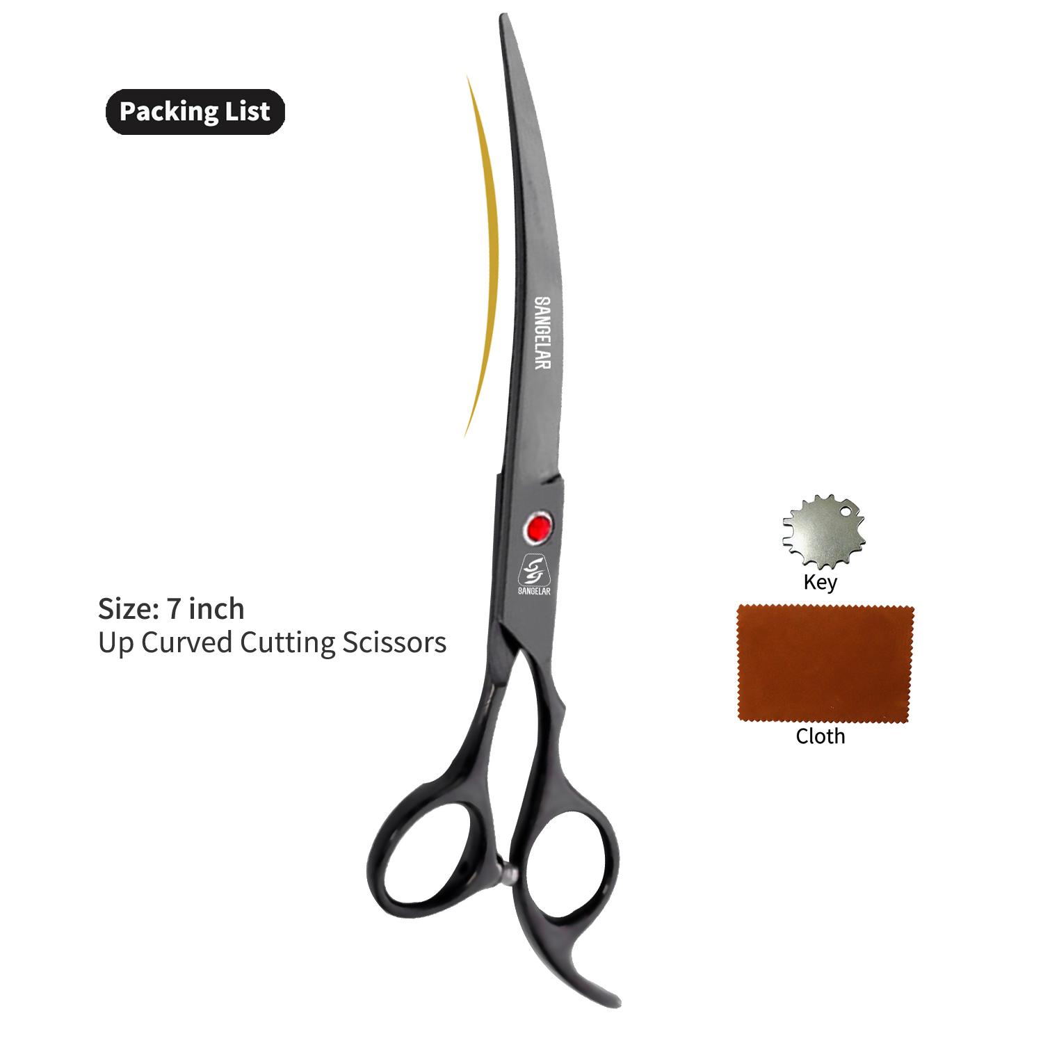 

Sangelar 7-дюймовые ножницы для ухода за домашними животными изогнутые вверх и вниз изогнутые ножницы для ухода за домашними животными профессиональные изогнутые ножницы для собак инструменты для ухода за волосами для грумеров Down Curved чёрный
