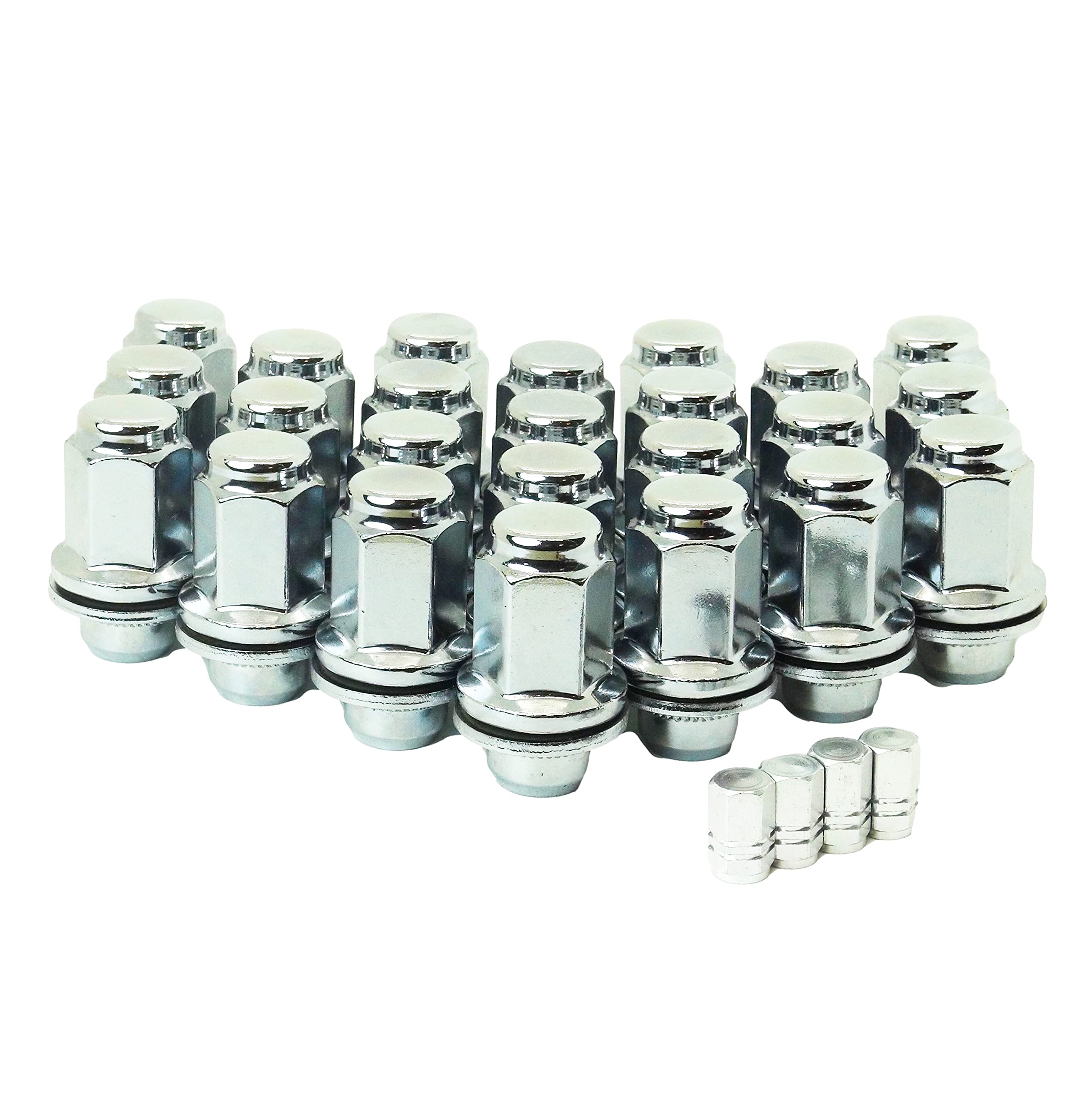 

STS Michiko Flat Seat Nuts for Toyota/Nissan Genuine Wheels, Gear Lock, Short/Long (Long P1.5, 24 Pieces)