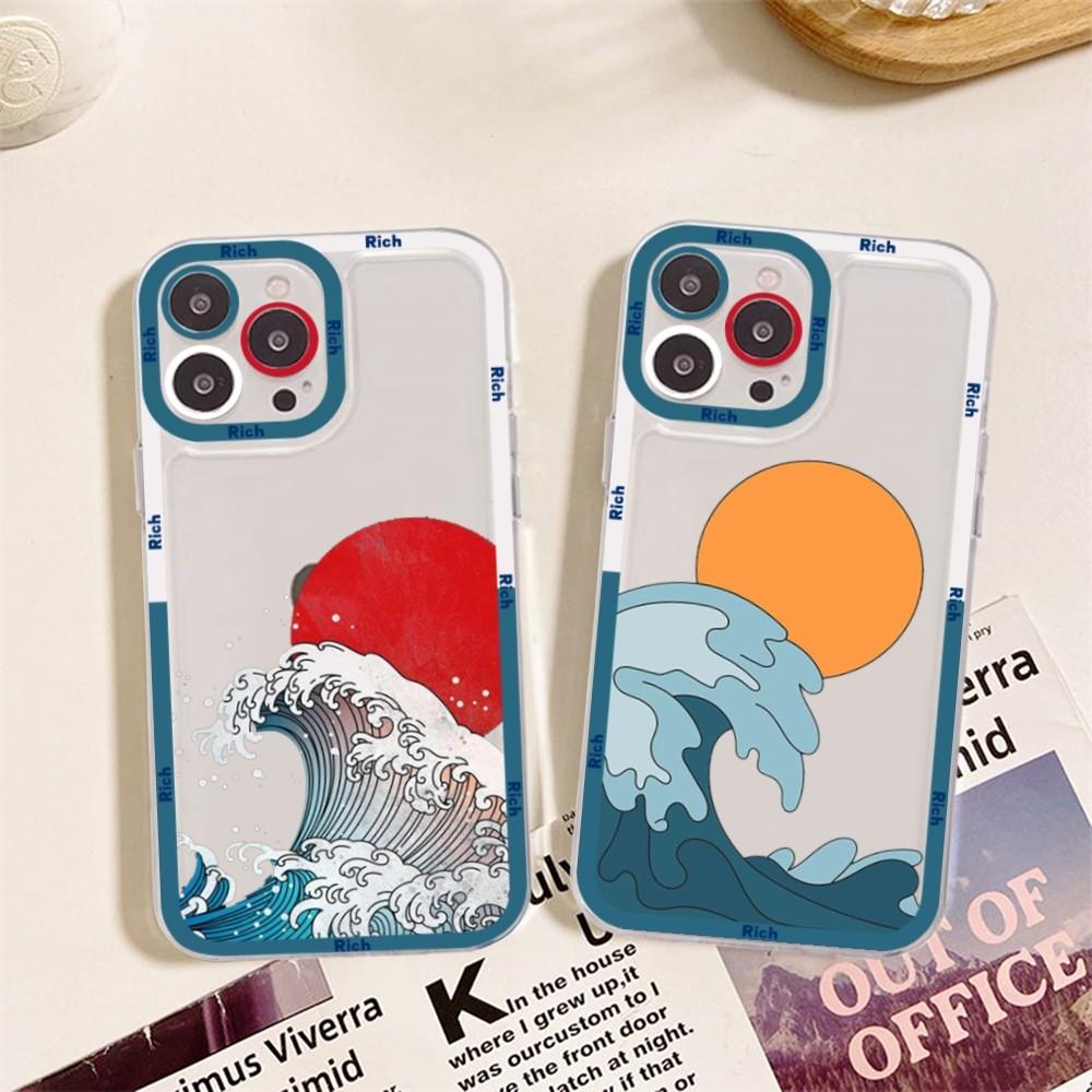 Japanese Illustration Waves Phone Case For Samsung A 10 20 30 70 13 21 32 72 22 51 52 53 71 73 32 4g 32 5g Fundas