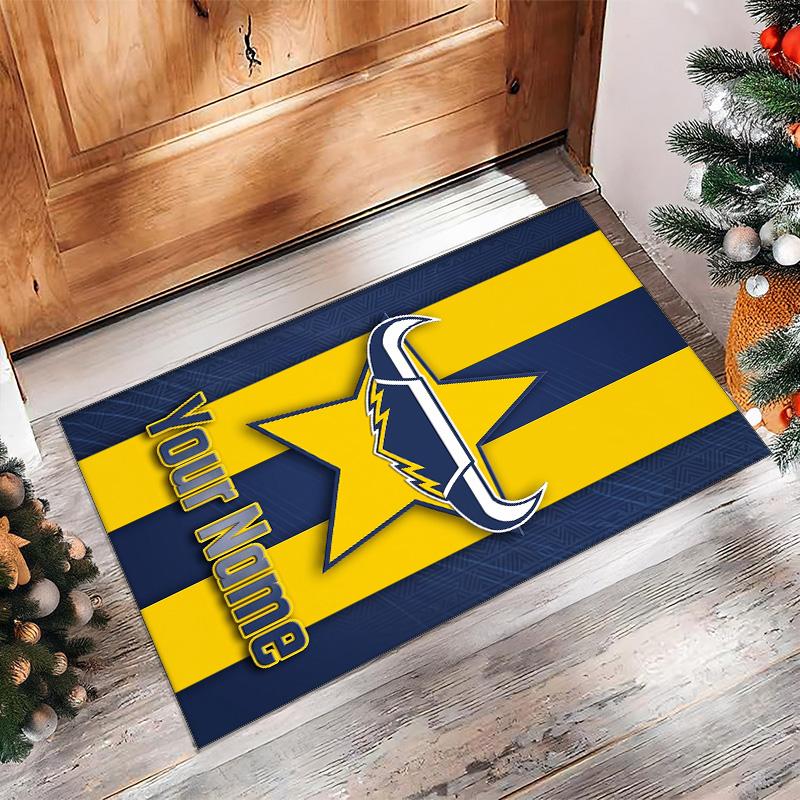 North Queensland Cowboys Crystal Velvet Rug, Custom Name Text Personalized Non‑Slip Floor Mat for Home Decor Gift