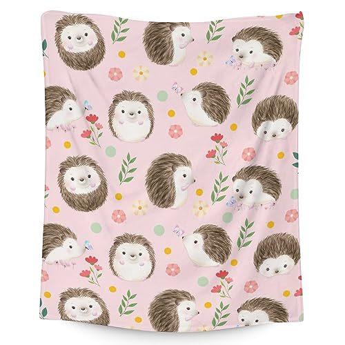 Hedgehog Print Blanket Soft Children's Flannel Blanket for Girls Gift Blanket Living Room Decorative Blanket