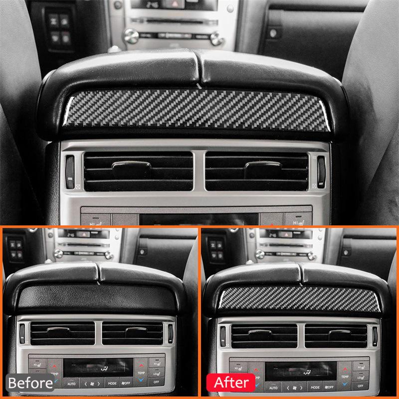 For Lexus LX 2008-2015 Carbon Fiber Automotive Rear Center Air Outlet Top Panel Storage Box Cover Decoration Interior Sticker