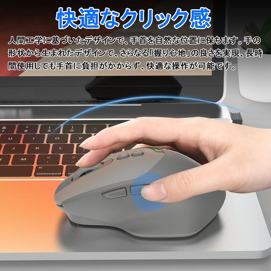 [Multi-Connection, 2.4GHz & Bluetooth] Wireless Mouse, Quiet, Type-C Charging, 100016002000 DPI, for Laptops, PCs, iPads, Tablets, and Smartphones