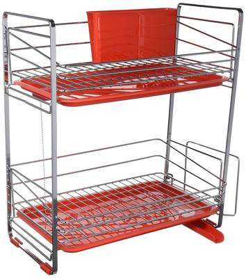 Pearl Metal Simple Storage Égouttoir à vaisselle fin, 2 niveaux, Rouge, HB-307