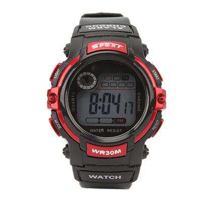 Sportuhr Digital LCD Elektronische Uhr Leuchtende Herrenuhr für Outdoor-Aktivitäten Rot