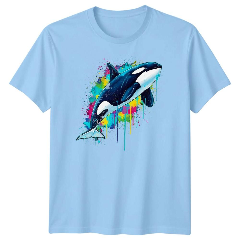 Orca Marine Animal Unisexs Tshirt Vibrant Splash Art S