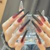 Gothic Romantic Gradient Red & Black Press-On Nails - Mysterious Detachable Long Style