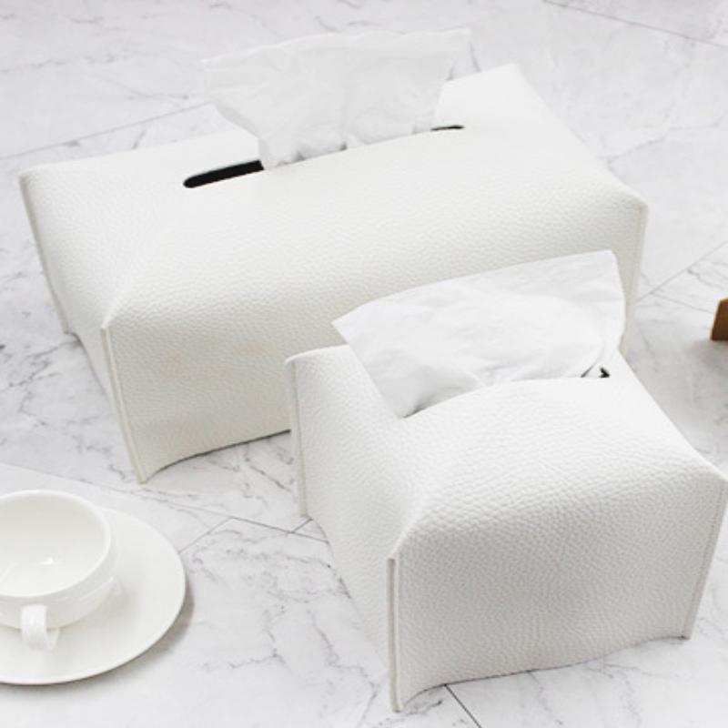 Square PU Leather Tissue Box Holder Modern Decorative Waterproof Organizer for Home End Table Office Countertop Car RV