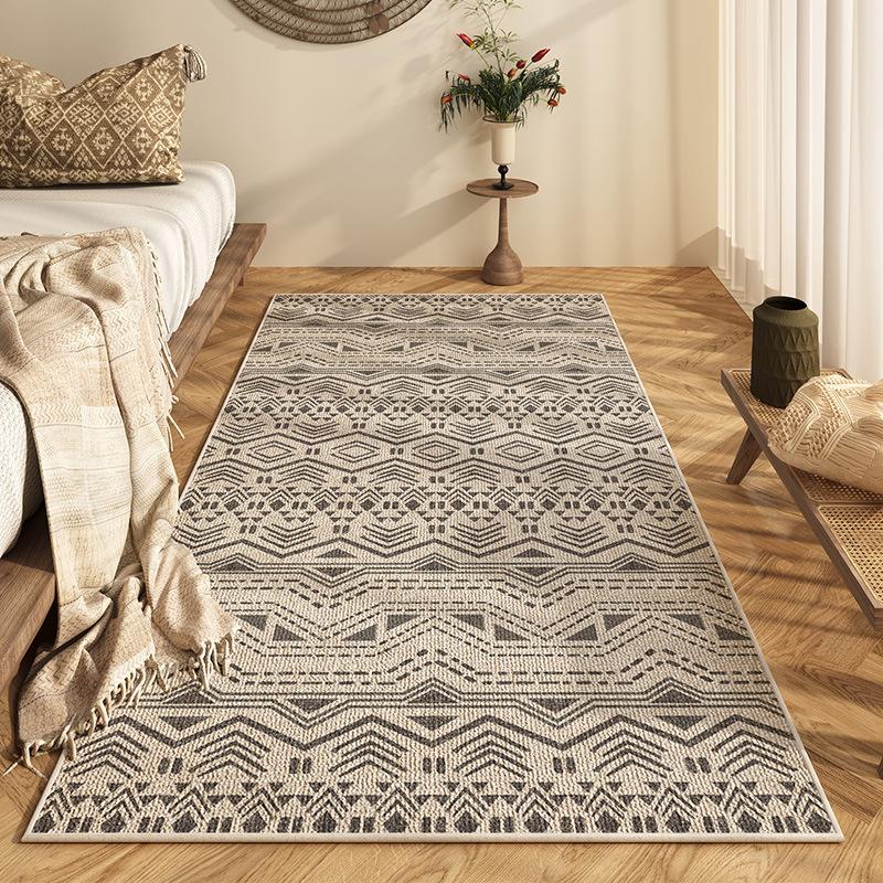 Covor Etnic Geometric Covoraș Rug Decor Boem pentru Casă Antiderapant Lavabil Tonuri Neutre Covoraș de Podea pentru Living Dormitor Dormitor