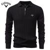 Callaway 2025 Autumn and Winter Embroidery New Men's Sweater Long Sleeved Knitted Sweater Half Zipper Business Casual Thin Sweater Men