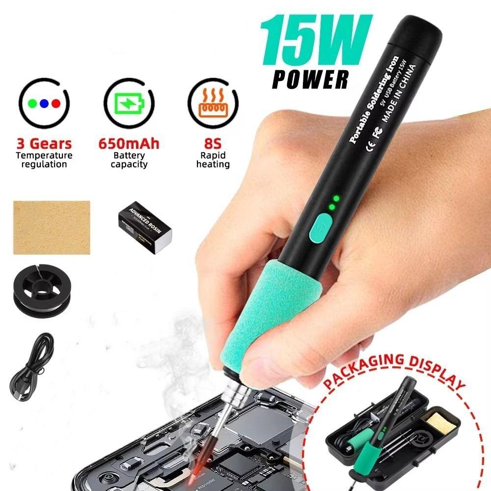 Type-C Interface Electric Soldering Iron 15W Heater Soldering Tip Soldering Wire