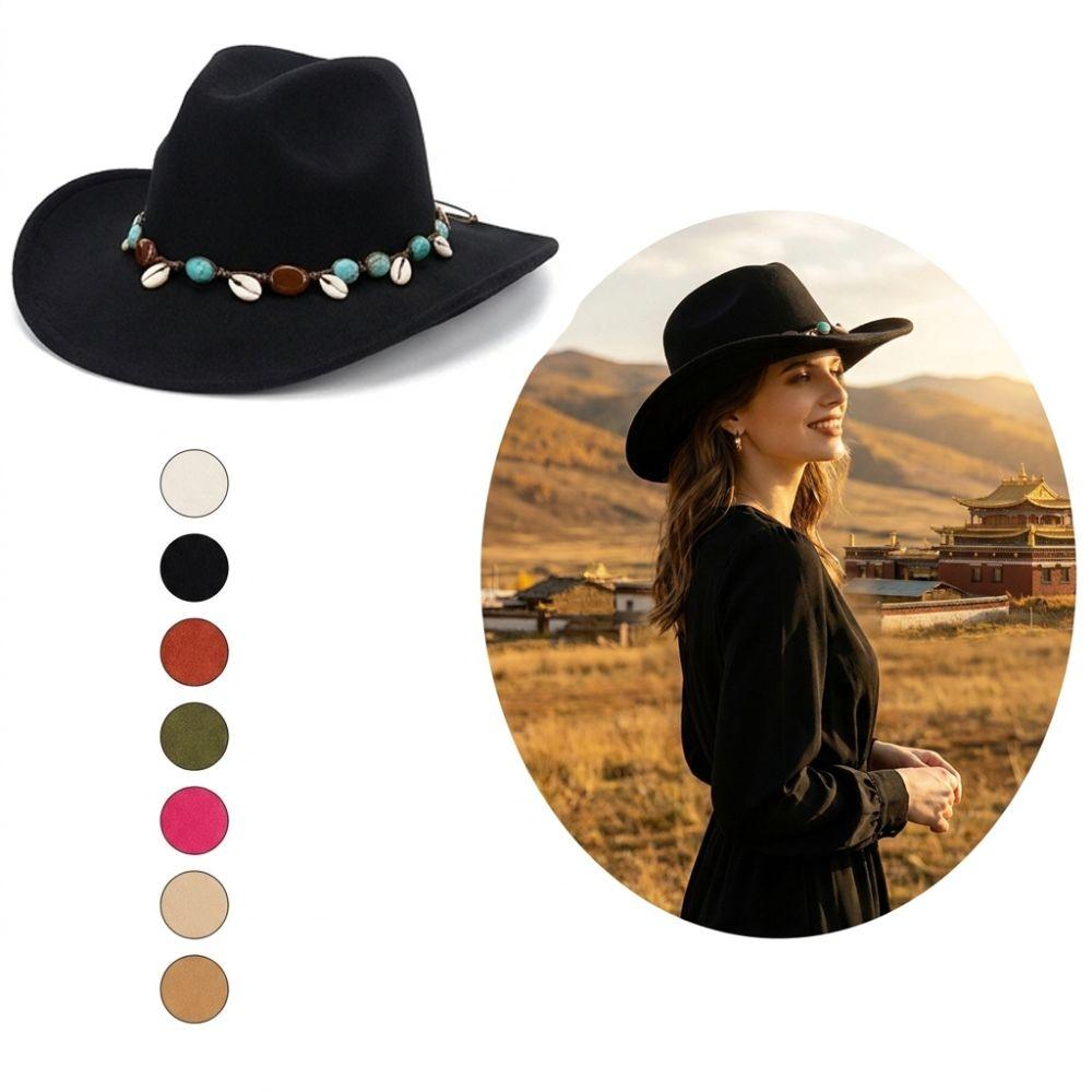 Roll Up Brim Cowboy Hat Wide Brim Wide Brim Hat Cool Cropped Jazz Hat for Women & Men