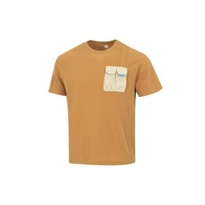 Neo Contrast Pocket Casual Crew Neck T-Shirt Men Tops Wheat HN4706
