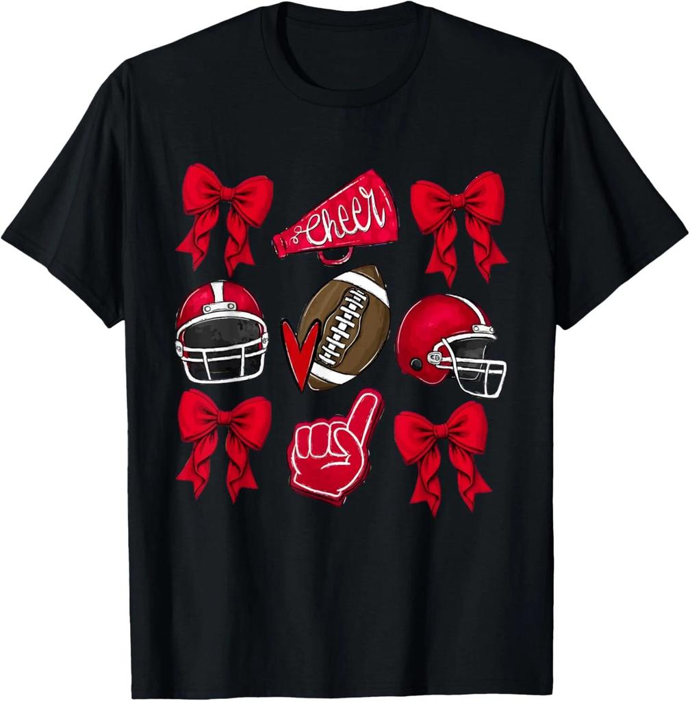 Football Coquette Bow Football Mom Game Day Girls Kids T-Shirt