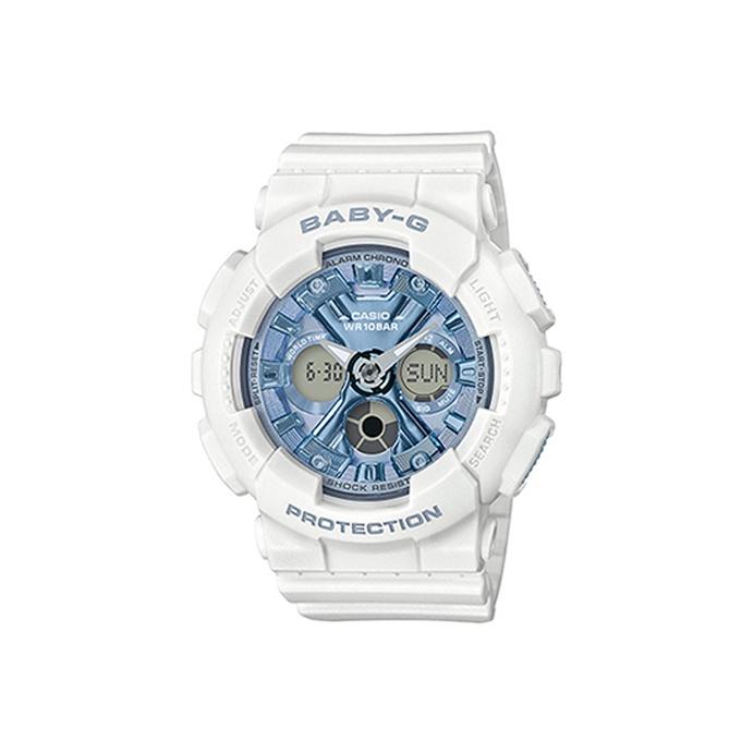 CASIO Women s BABY-G Blue Watch BA-130-7A2PR BA-130-7A2PR White Strap