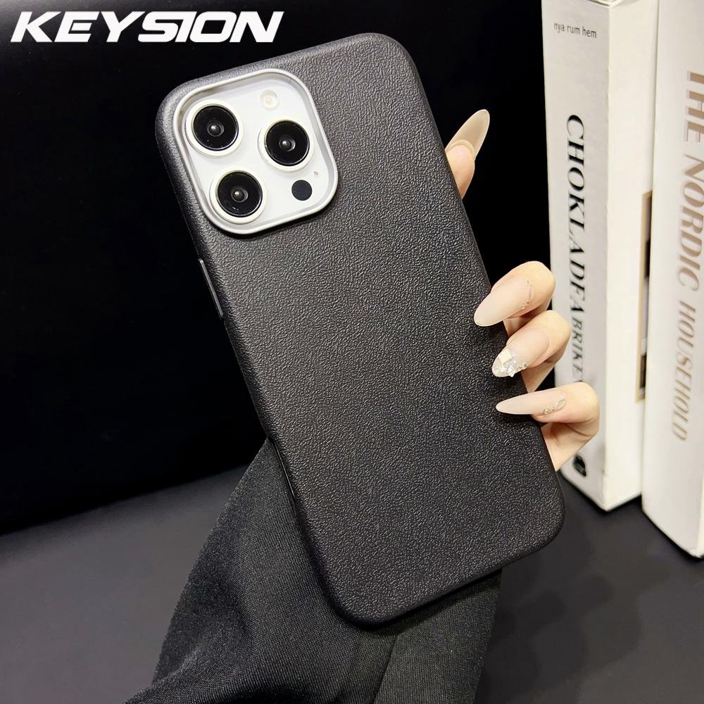 

Противоударный чехол KEYSION для iPhone 16 Pro Max 16 Plus, мягкая силиконовая кожаная текстура, задняя крышка для iPhone 15 Pro Max for iPhone 16 небесно-голубой