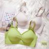 Gathering Bra Women's Soft Support Bra Seamless Bra Fixed Cup Underwear Push Up Bra