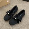 Inner height increase~ Mary Jane Mao Mao shoes women wear new gray single shoes women's thick-soled velvet cotton shoes in winter