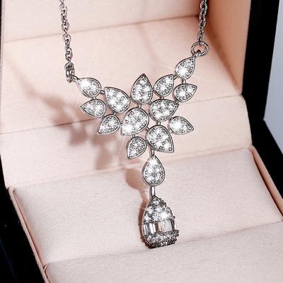 Pendentif en Argent Sterling 925 Mode Créatif Platine Pendentif Zircon Collier Zirconium Femmes