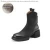 Fashion 2024 Winter Genuine Leather Women Boots Round Toe Chunk Heel Platform Shoes Solid Chelsea Boots Casual Women Shoes Green Boots