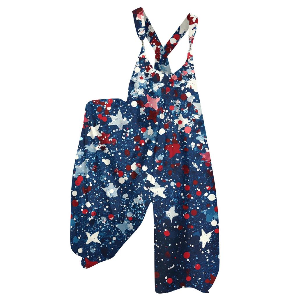 Damen Sommer Overalls Blumendruck Vintage Jumpsuit (Nicht verstellbare Träger)