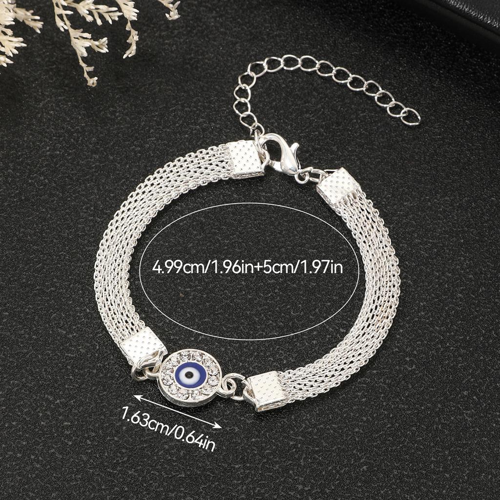 New diamond-encrusted devil's eye bracelet creative retro simple alloy single-layer trendy personalized jewelry