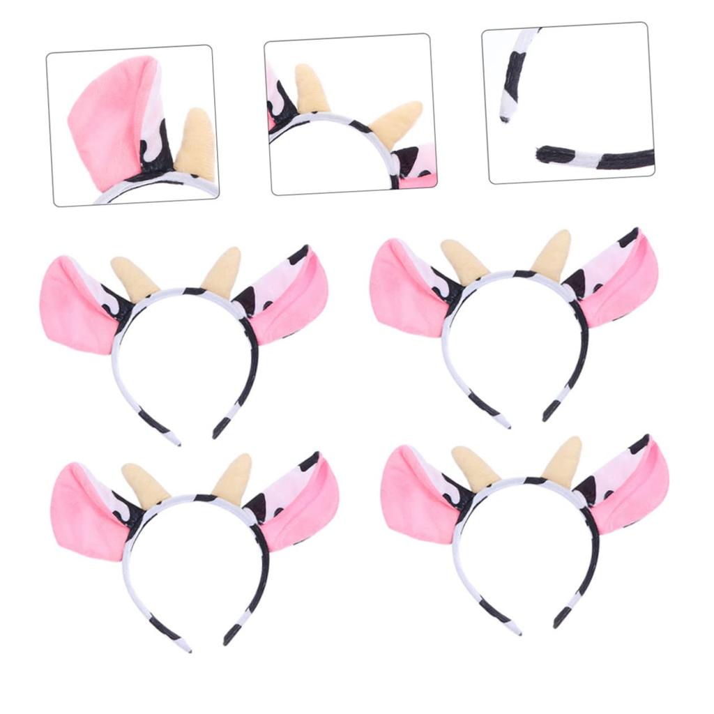 Kuh Stirnband Tier 4 Stück Kuh Hut Stirnband Kinder Maskerade Erwachsene Party Kostüm Zubehör Set Lustige Kuh [Beaupretty]