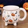 Décoration de Table Mystérieuse Halloween Chaudron de Sorcière Tasse, Crâne Citrouille Fantôme Céramique Café Anniversaire Cadeau pour Amis Tasse, Vaisselle Effrayante