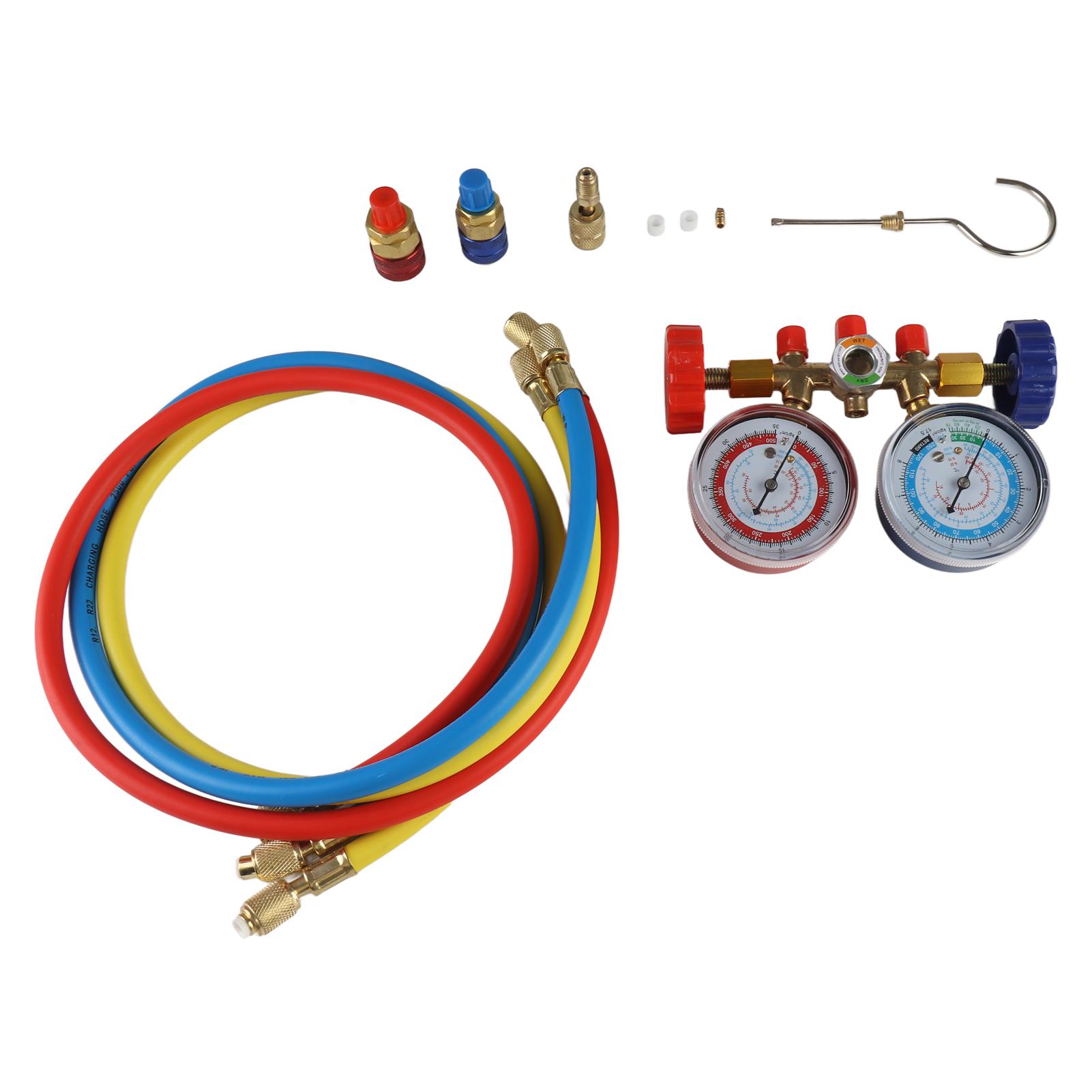 

Refrigerant pressure gauge 3-channel air conditioning diagnostic manifold pressure gauge kit suitable for R134A R12 R22 R502
