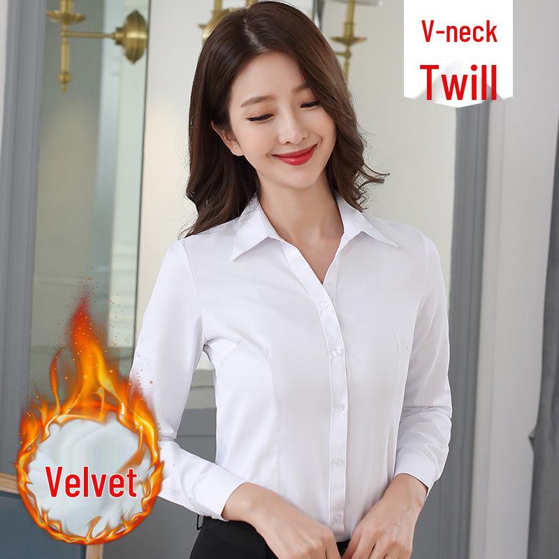 Women's Winter Slimming Velvet Workwear Shirt - Warm & Thickened
