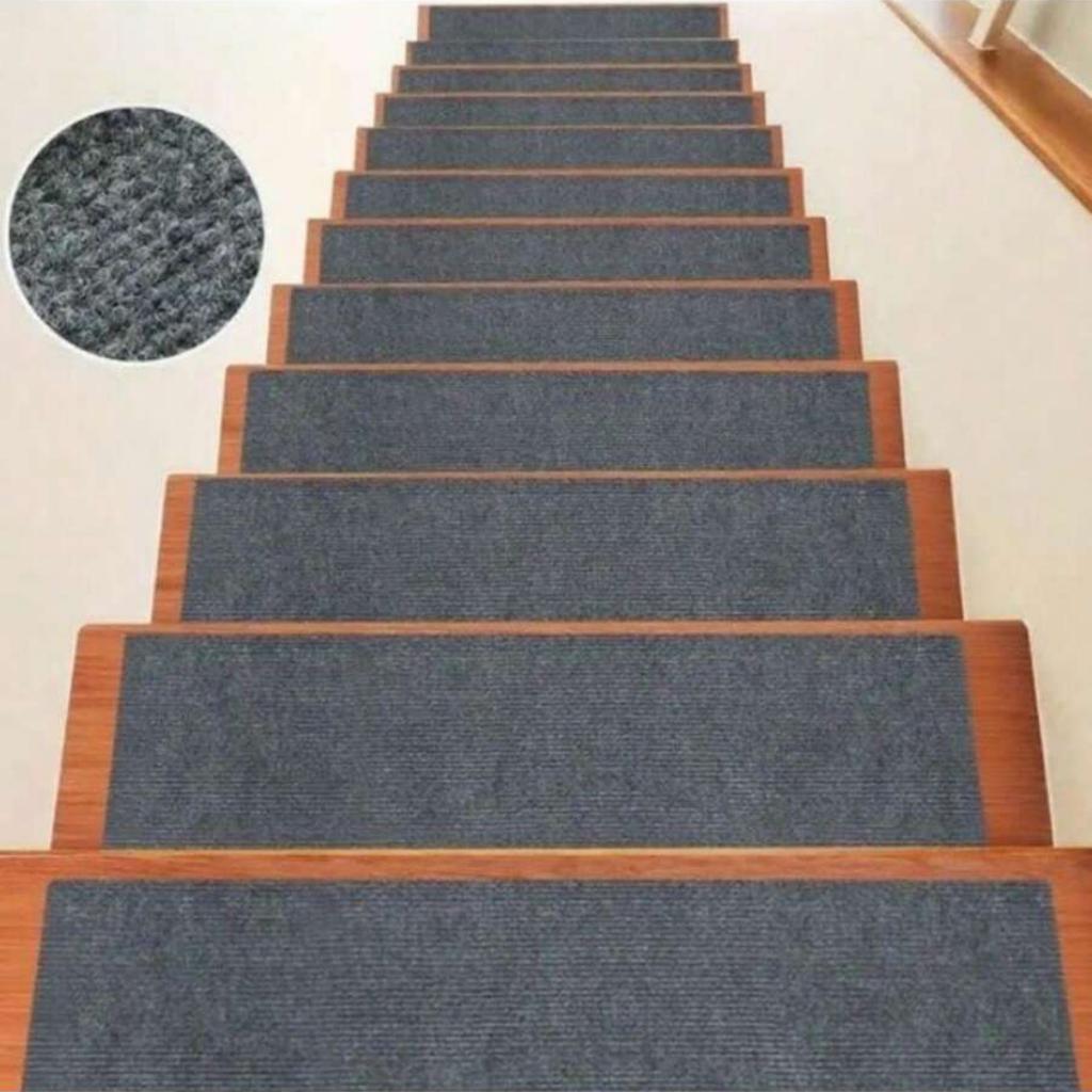 5pcs 100X20cm Staircase Mat Self-adhesive Safety Door Mat Soft Stripe Non-Slip Stair Tread Carpet Mat Home Decor