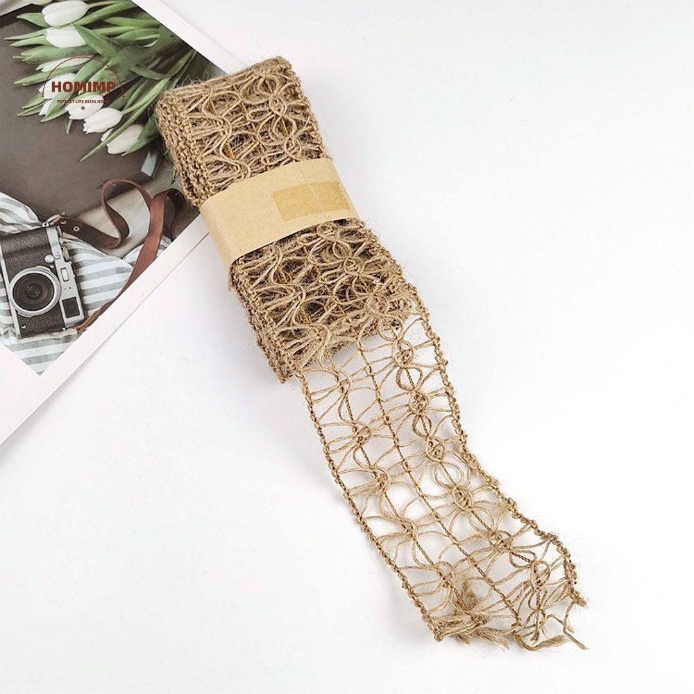 Flower Pattern DIY Scrapbook Crafts Home Ornament Gift Box Decor Woven Burlap Roll Jute Ribbon Hemp Rope Wedding Party Supplies