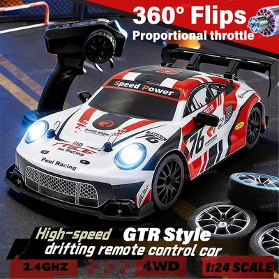 4WD GT Racing Cars with LED Light 1/24 Scale 2.4Gh Remote Control High Speed Vehicle Mini Drift Cars RTR JDM Toys Adult Kid Gift