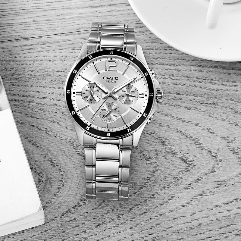 Casio STANDARD Series Business Simple Waterproof Quartz Movement Stainless Steel Strap Japanese and Korean Watch Men's Watch Silver MTP-1374D-7AV