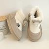 Children Snow Boots Girls Warm Plush Snow Boots Boys Toe Protection Non-slip Soft Sole Infant Boots Size 15-26