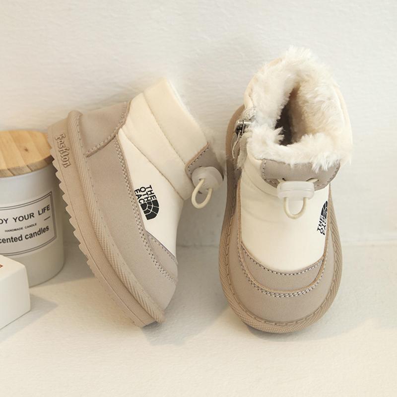 Children Snow Boots Girls Warm Plush Snow Boots Boys Toe Protection Non-slip Soft Sole Infant Boots Size 15-26